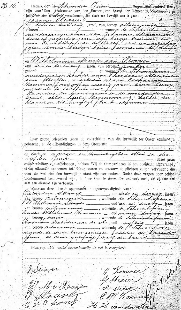 19100615 huw akte 10 Joannes Straver - Wilhelmina M v Rooijen